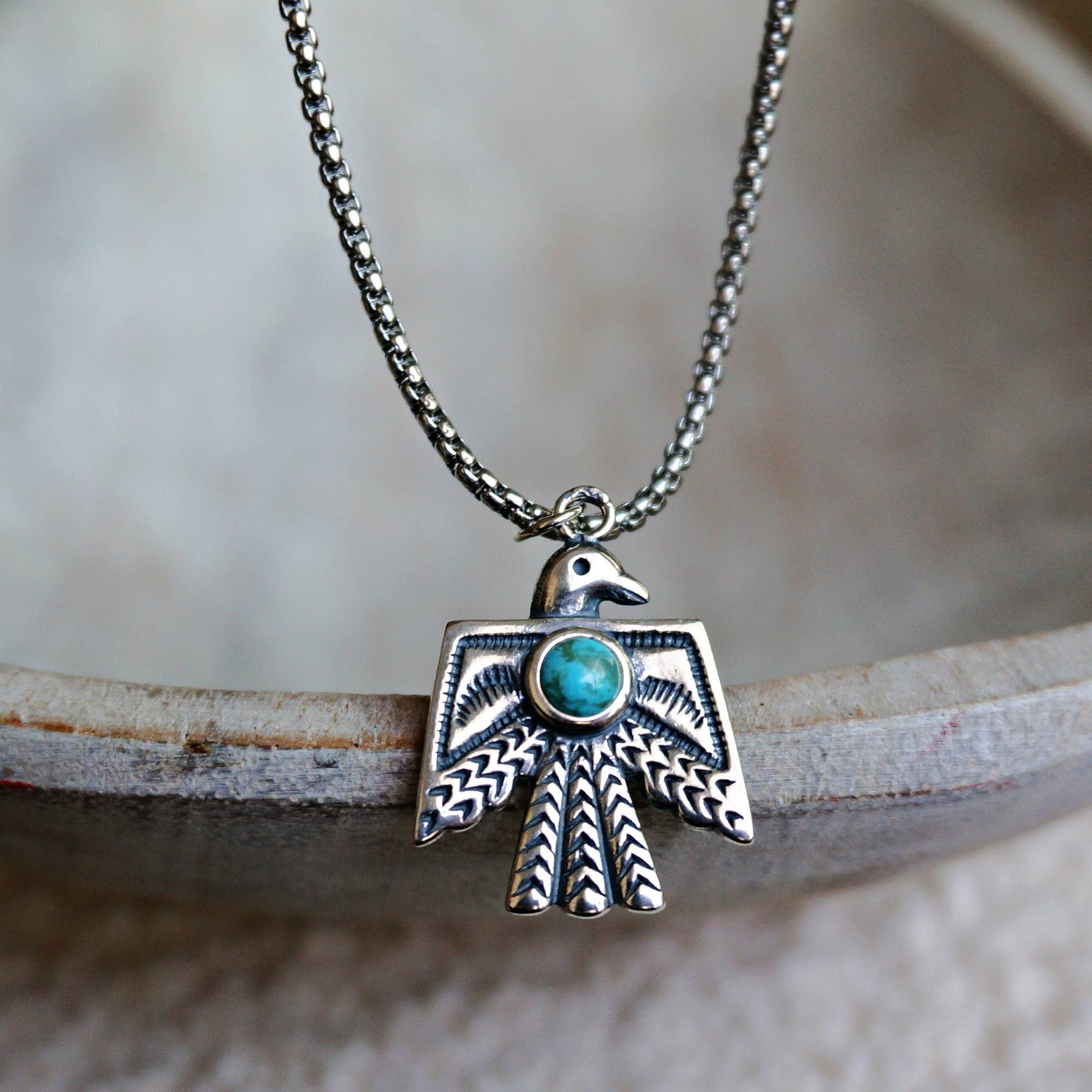 Native American Thunderbird Turquoise Necklace, Genuine Sterling Silver & Turquise Stones, Gift BoxNative American Thunderbird Turquoise Necklace, Genuine Sterling Silver & Turquise Stones, Gift Box - Premium Pendant Necklace from Silver Elegant - Just $79! Shop now at Silver Elegant