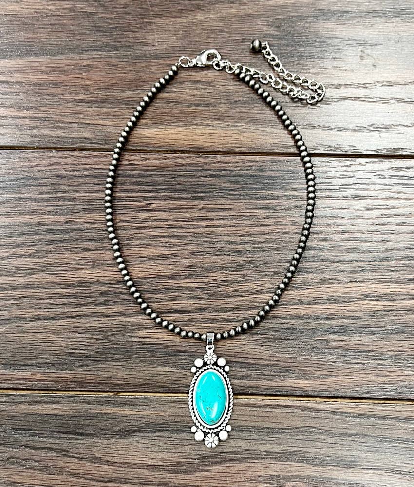 Navajo Turquoise Bead Necklace 4mm 15 To 20in Extender