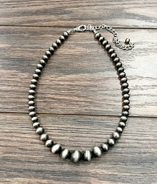 Big Graduated Navajo Bead Necklace 16 Inch to 21 Inch Handmade Jewelry