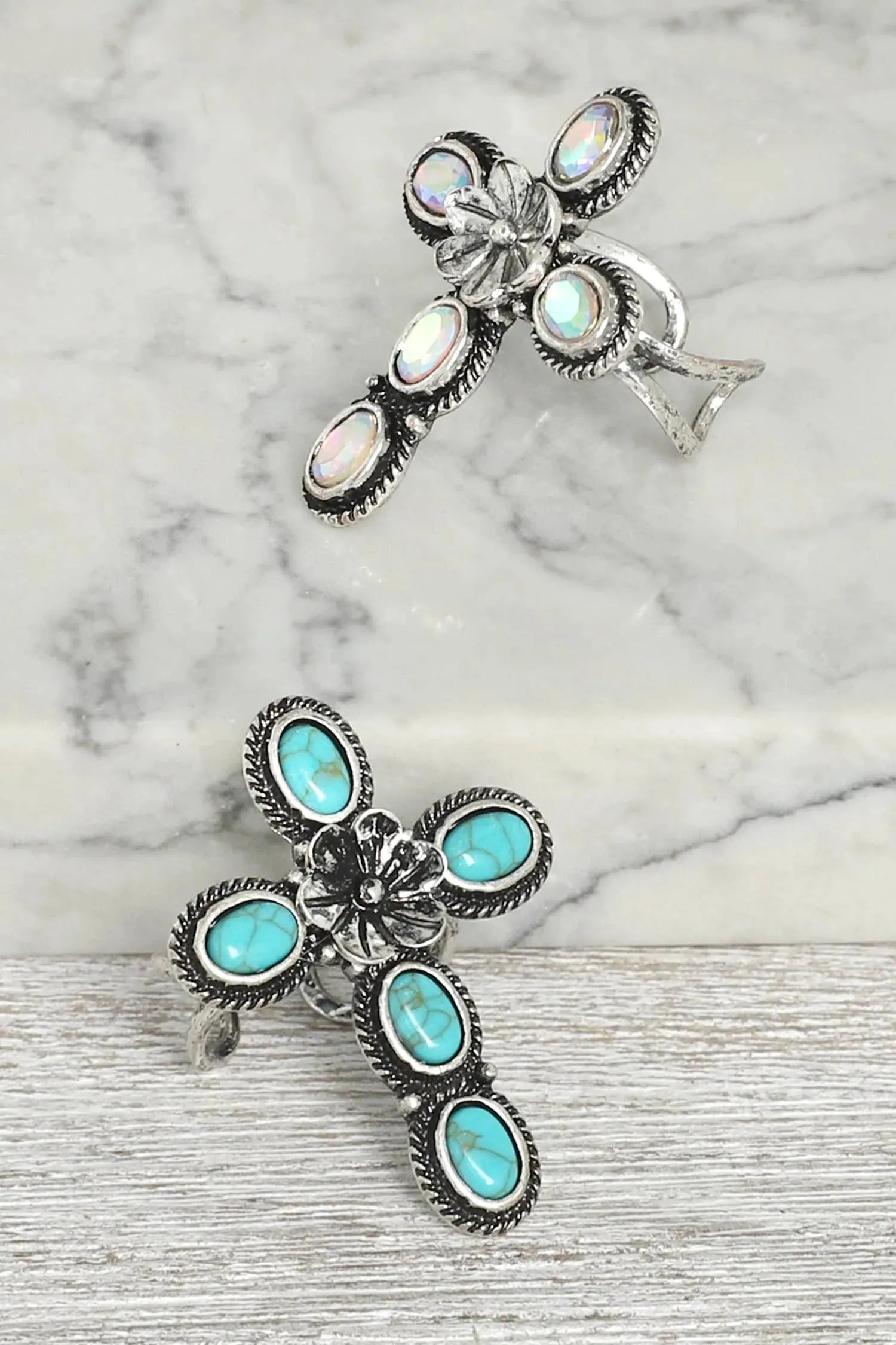 Western Boho Hippie Ring, Floral Cross Turquoise Gemstone Cuff Ring, Gift BoxWestern Boho Hippie Ring, Floral Cross Turquoise Gemstone Cuff Ring, Gift Box - Premium cuff rings from Silver Elegant - Just $18! Shop now at Silver Elegant