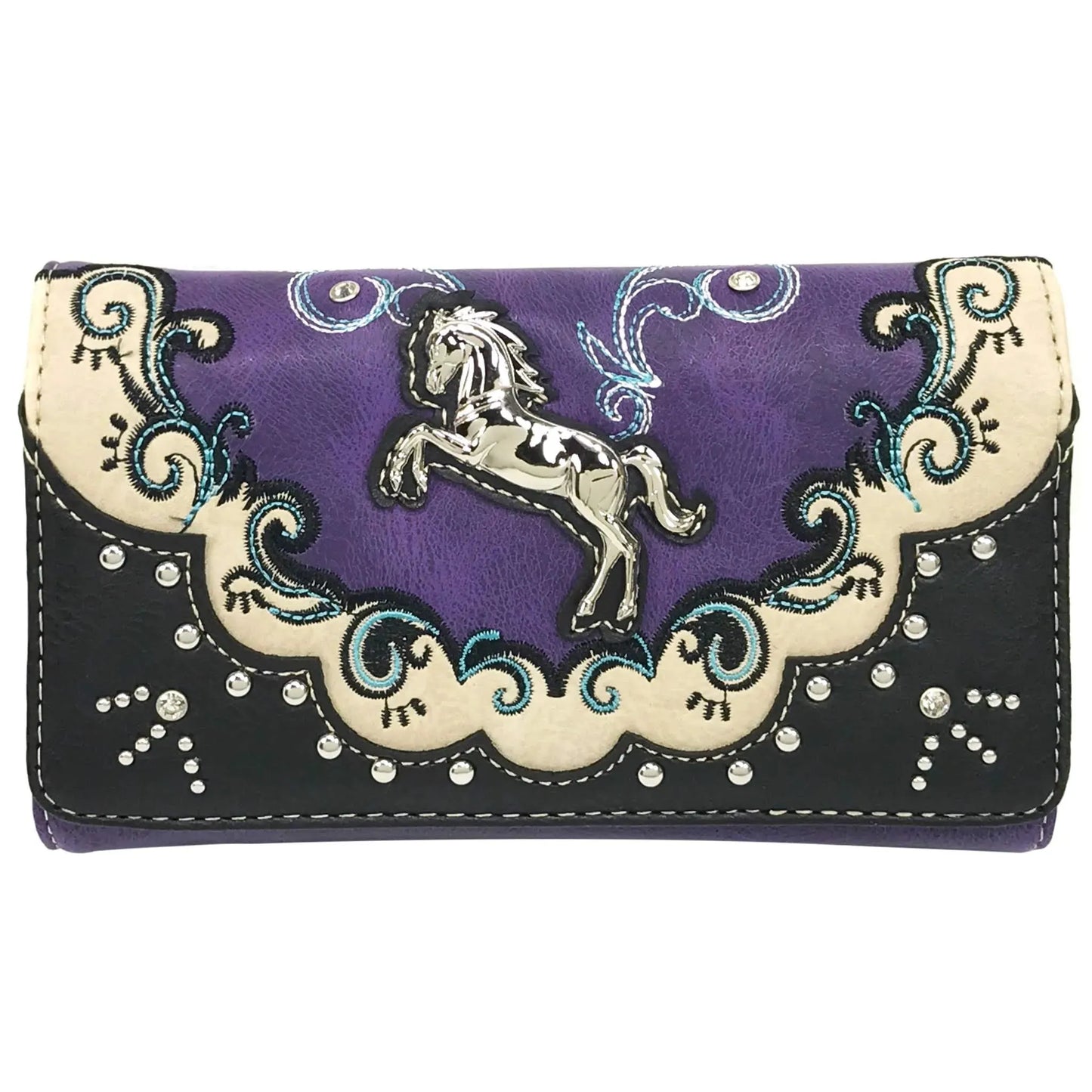 Silver Horse Western Crossbody Wallet: PurpleSilver Horse Western Crossbody Wallet: Purple - Premium Boho Wallet from Lunar Deer - Just $34! Shop now at Silver Elegant