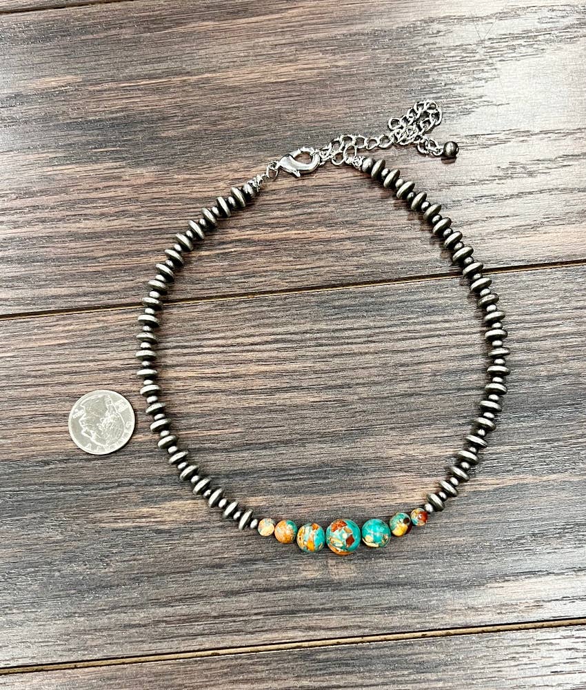 Handmade Navajo Style Multicolor Gemstone Necklace 15 to 20 Inch Adjustable Extender
