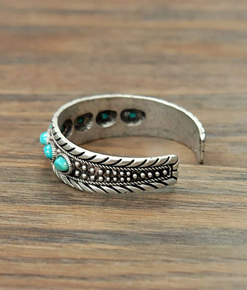 710824 Turquoise Cuff Bracelet with Natural Stone Charm