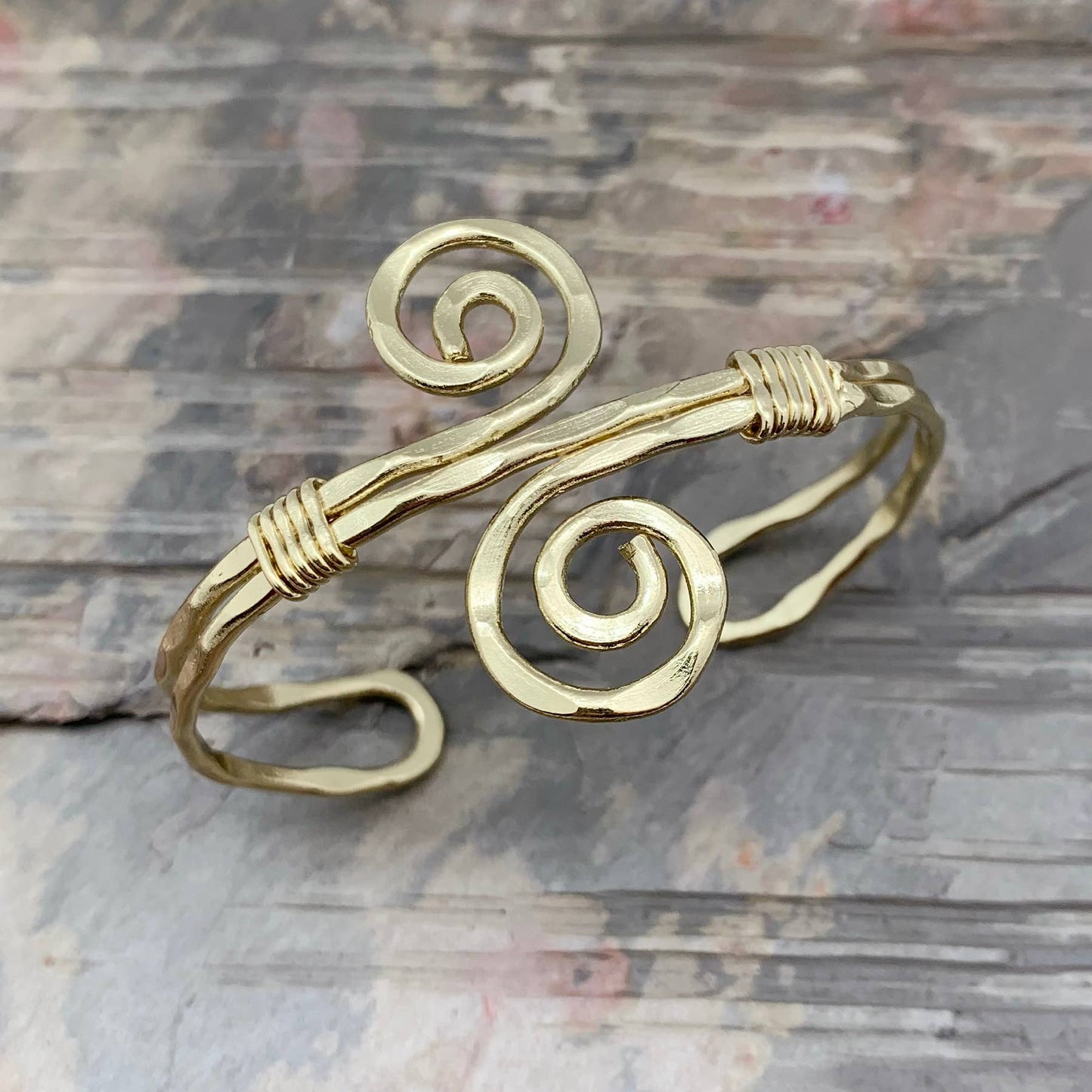 Gold Plated Adjustable Cuff Bracelet - Narrow S SpiralGold Plated Adjustable Cuff Bracelet - Narrow S Spiral - Premium  from Anju Jewelry - Just $20! Shop now at Silver Elegant