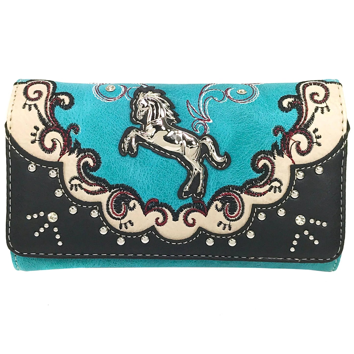 Silver Horse Western Crossbody Wallet: TurquoiseSilver Horse Western Crossbody Wallet: Turquoise - Premium Boho Wallet from Lunar Deer - Just $34! Shop now at Silver Elegant