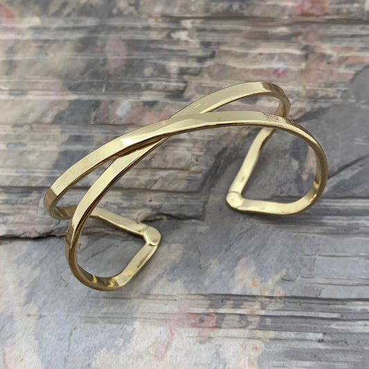 Gold Plated Adjustable Cuff Bracelet - Narrow Single XGold Plated Adjustable Cuff Bracelet - Narrow Single X - Premium  from Anju Jewelry - Just $20! Shop now at Silver Elegant