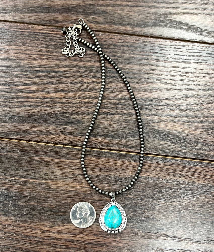 Navajo Turquoise Bead Necklace 4mm Tiny 15 To 20 Inches