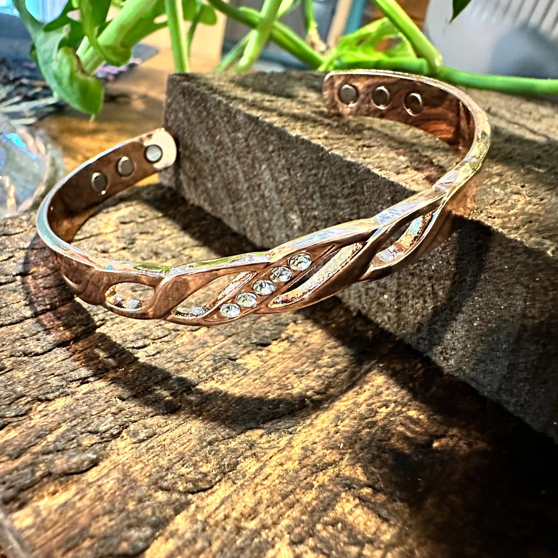 Handmade Boho Copper Clear Pave Swirl Design Bracelet, Arthritis Magnet Copper, Gift BoxHandmade Boho Copper Clear Pave Swirl Design Bracelet, Arthritis Magnet Copper, Gift Box - Premium boho bracelet from Silver Elegant - Just $16! Shop now at Silver Elegant