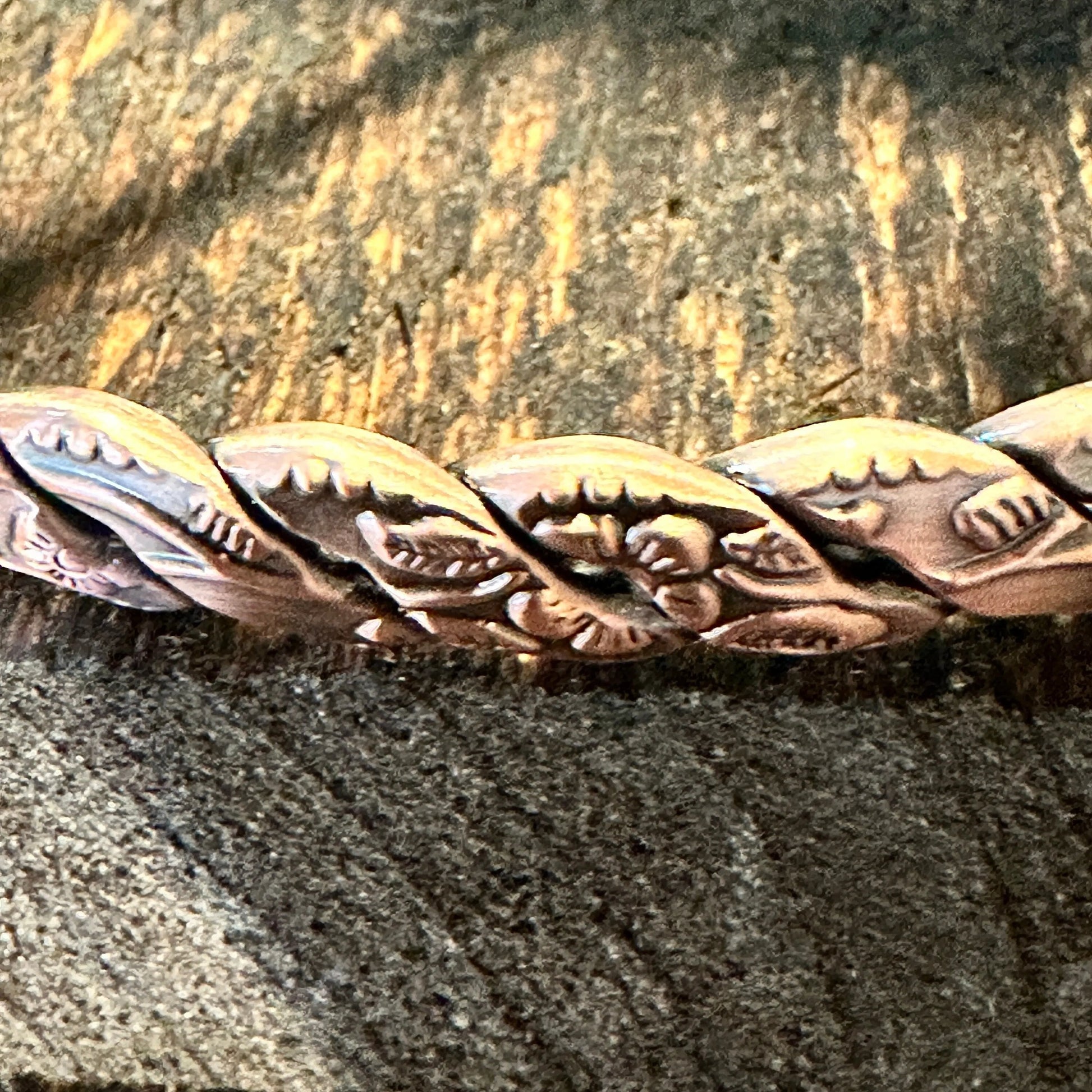 Handmade Copper Floral Swirl Design Narrow CuffBracelet, Arthritis Magnet Copper, Gift Box