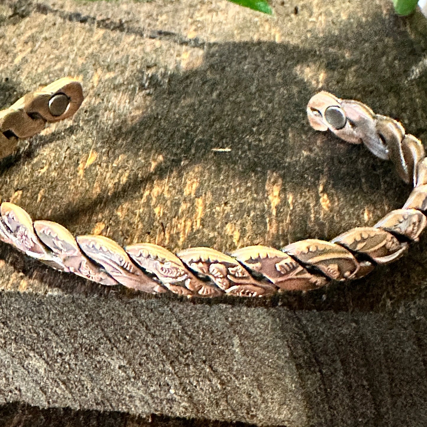 Handmade Copper Floral Swirl Design Narrow CuffBracelet, Arthritis Magnet Copper, Gift Box