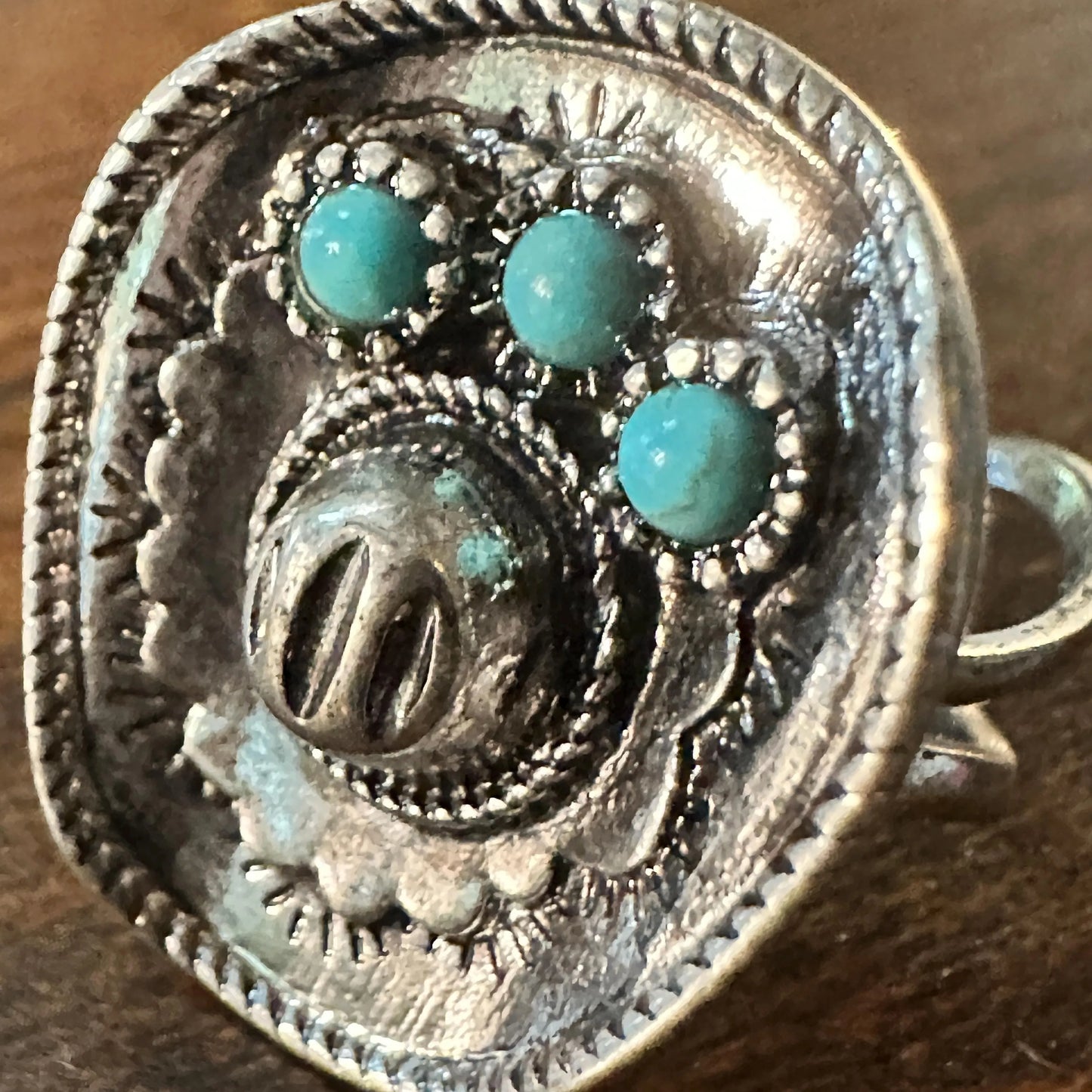 Statement Cowgirl Cuff Ring, Western Rodeo Ring, Adjustable Cowboy Hat Ring, Turquoise Boho Hippie Ring, Gift Box