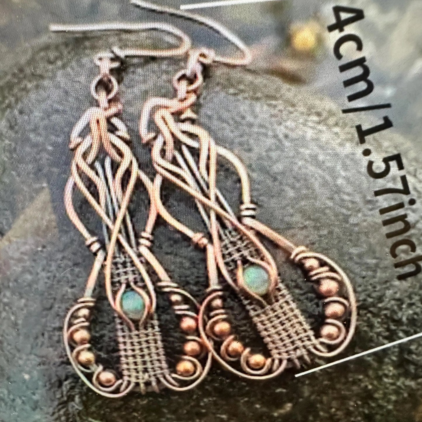 Handcrafted Bohemian Copper Wire-Wrapped Dangle Earrings,Labradorite Stone, Vintage-Inspired, Boho Chic Accessory, Gift Box