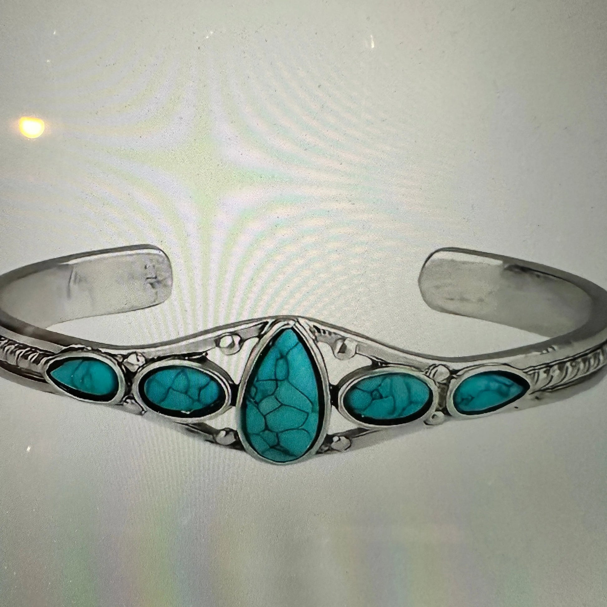 Handcrafted Boho Native American Cuff Open Bangle, Turquoise Stones, Gift BoxHandcrafted Boho Native American Cuff Open Bangle, Turquoise Stones, Gift Box - Premium boho bracelet from Silver Elegant - Just $23! Shop now at Silver Elegant