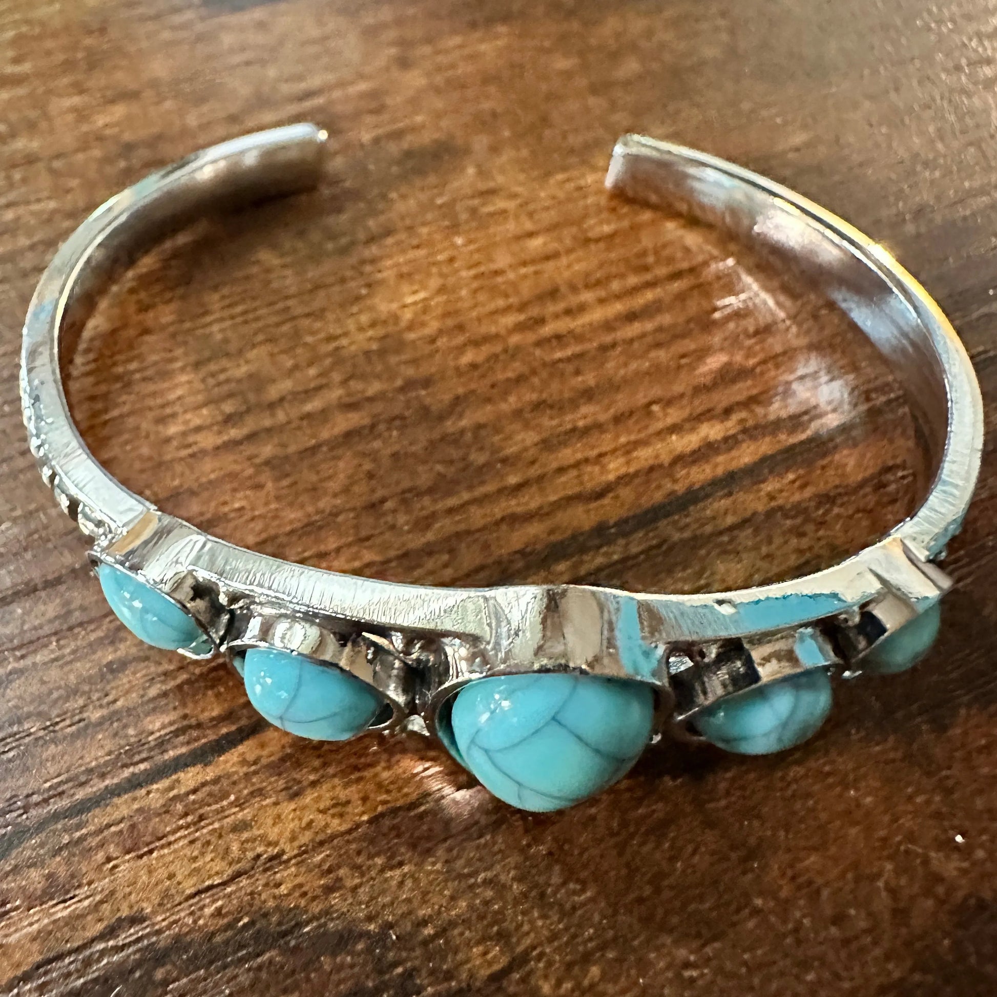 Handcrafted Boho Native American Cuff Open Bangle, Turquoise Stones, Gift BoxHandcrafted Boho Native American Cuff Open Bangle, Turquoise Stones, Gift Box - Premium boho bracelet from Silver Elegant - Just $23! Shop now at Silver Elegant