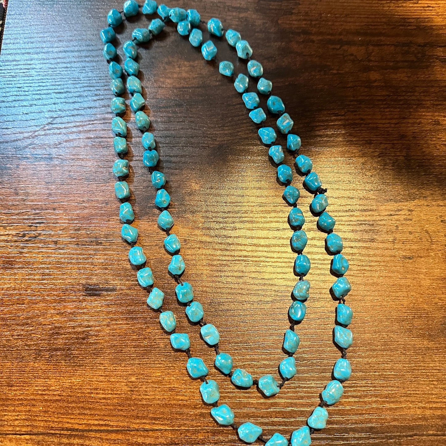 Handcrafted Boho Turquoise Stone Beaded Necklace, Double Wrap Long Cowgirl Necklace,Gift BoxHandcrafted Boho Turquoise Stone Beaded Necklace, Double Wrap Long Cowgirl Necklace,Gift Box - Premium Pendant Necklace from Silver Elegant - Just $24! Shop now at Silver Elegant