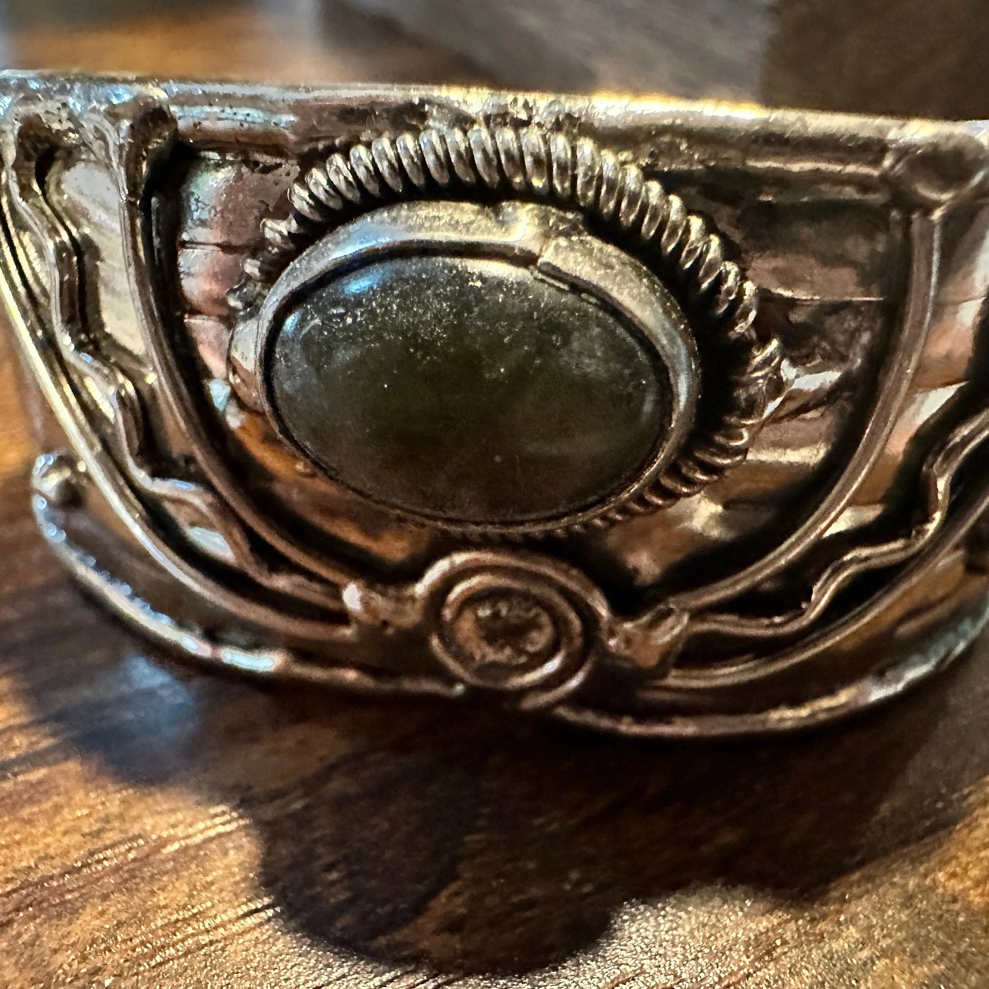 Handmade Boho Western Pounded Silver Black Onyx Stone Wide Cuff Bracelet, Gift BoxHandmade Boho Western Pounded Silver Black Onyx Stone Wide Cuff Bracelet, Gift Box - Premium boho bracelet from Silver Elegant - Just $29! Shop now at Silver Elegant