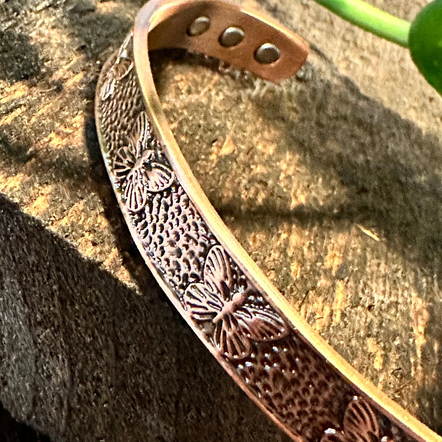 Handmade Boho Copper Butterfly Design Narrow Cuff Bracelet, Arthritis Magnet Copper, Gift Box