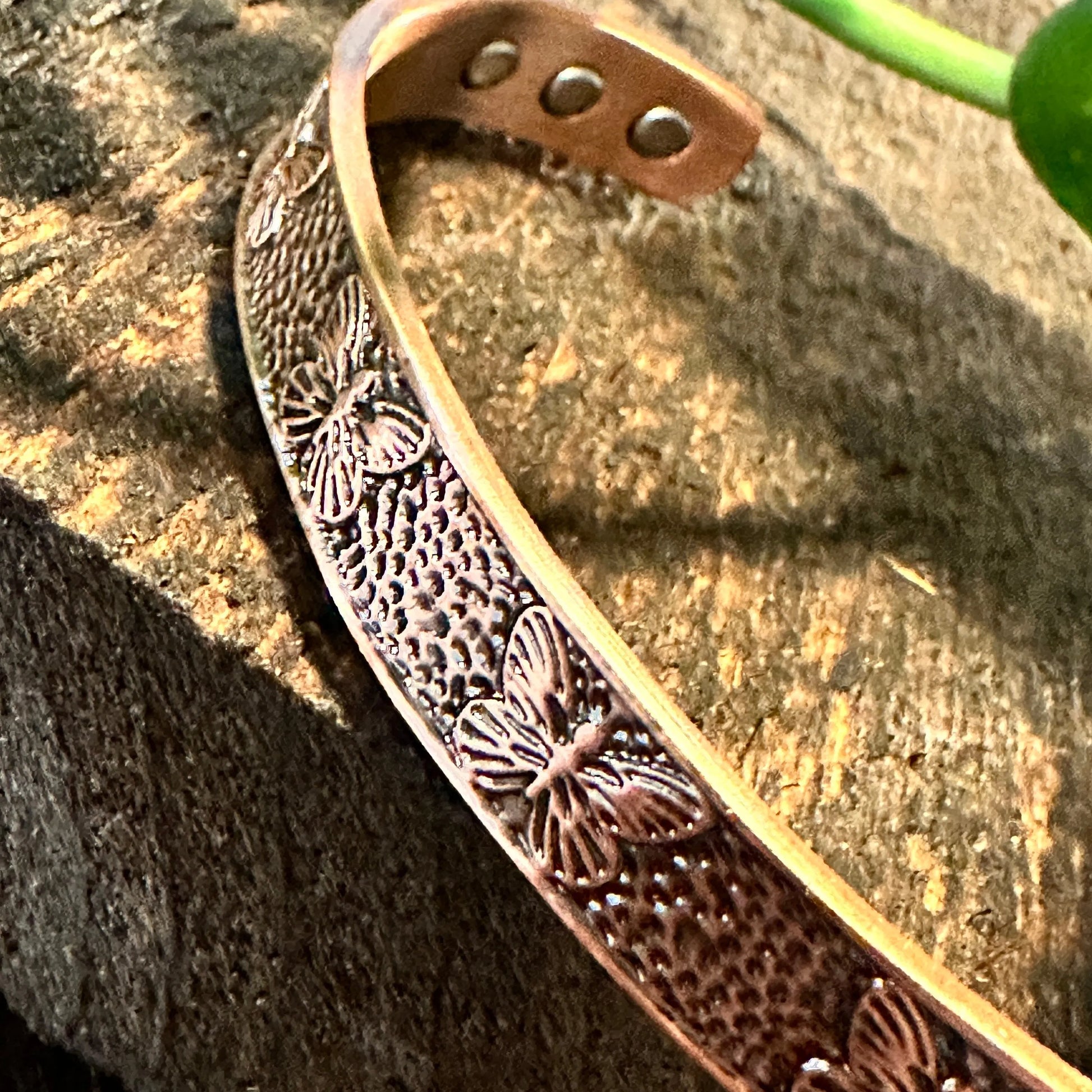 Handmade Boho Copper Butterfly Design Narrow Cuff Bracelet, Arthritis Magnet Copper, Gift Box