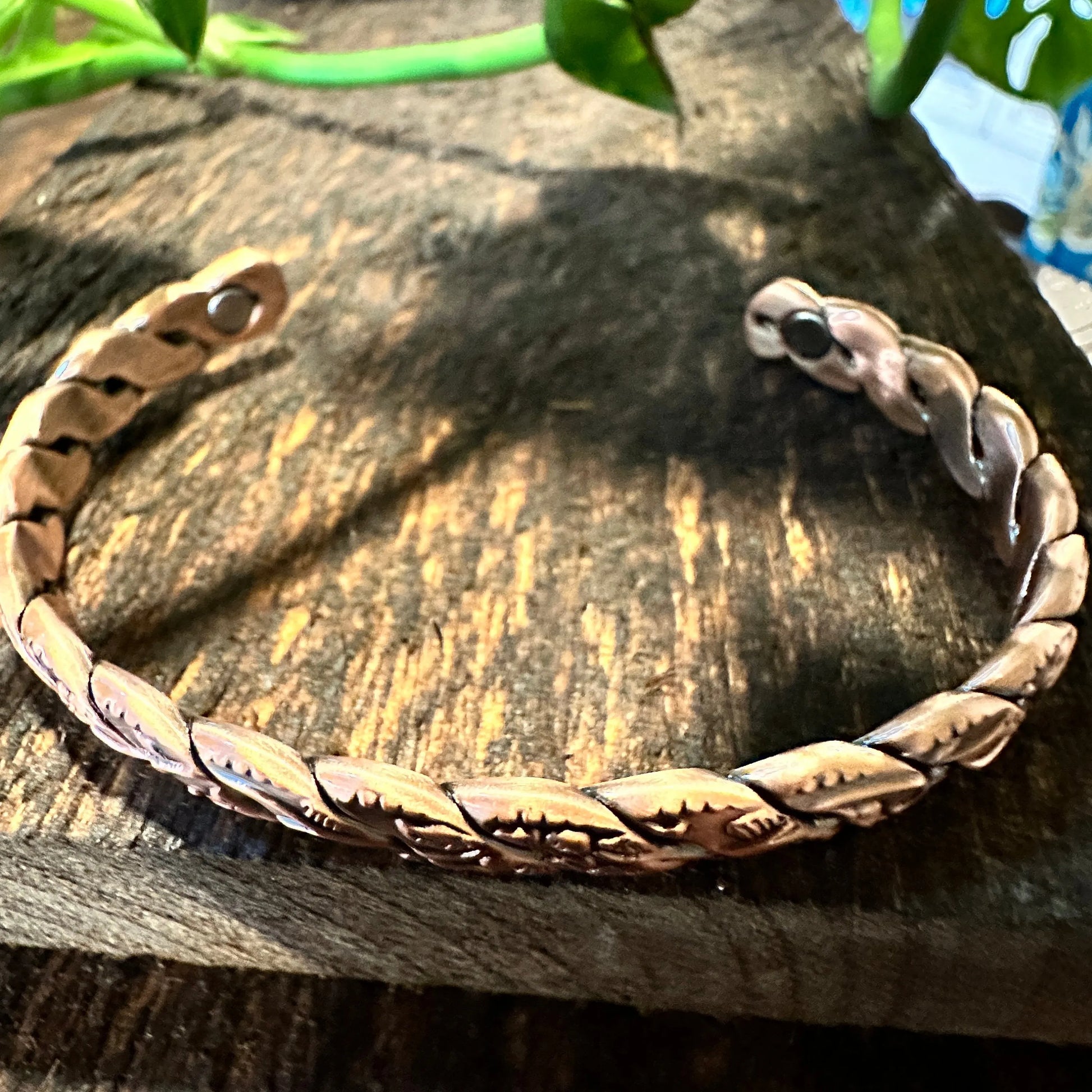 Handmade Copper Floral Swirl Design Narrow CuffBracelet, Arthritis Magnet Copper, Gift Box